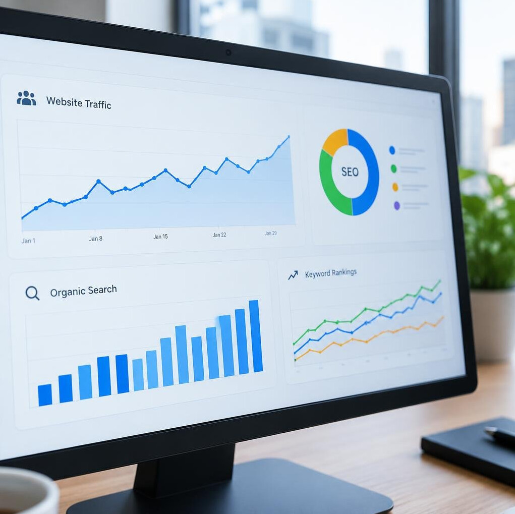 Analytics graphs displayed on a computer screen