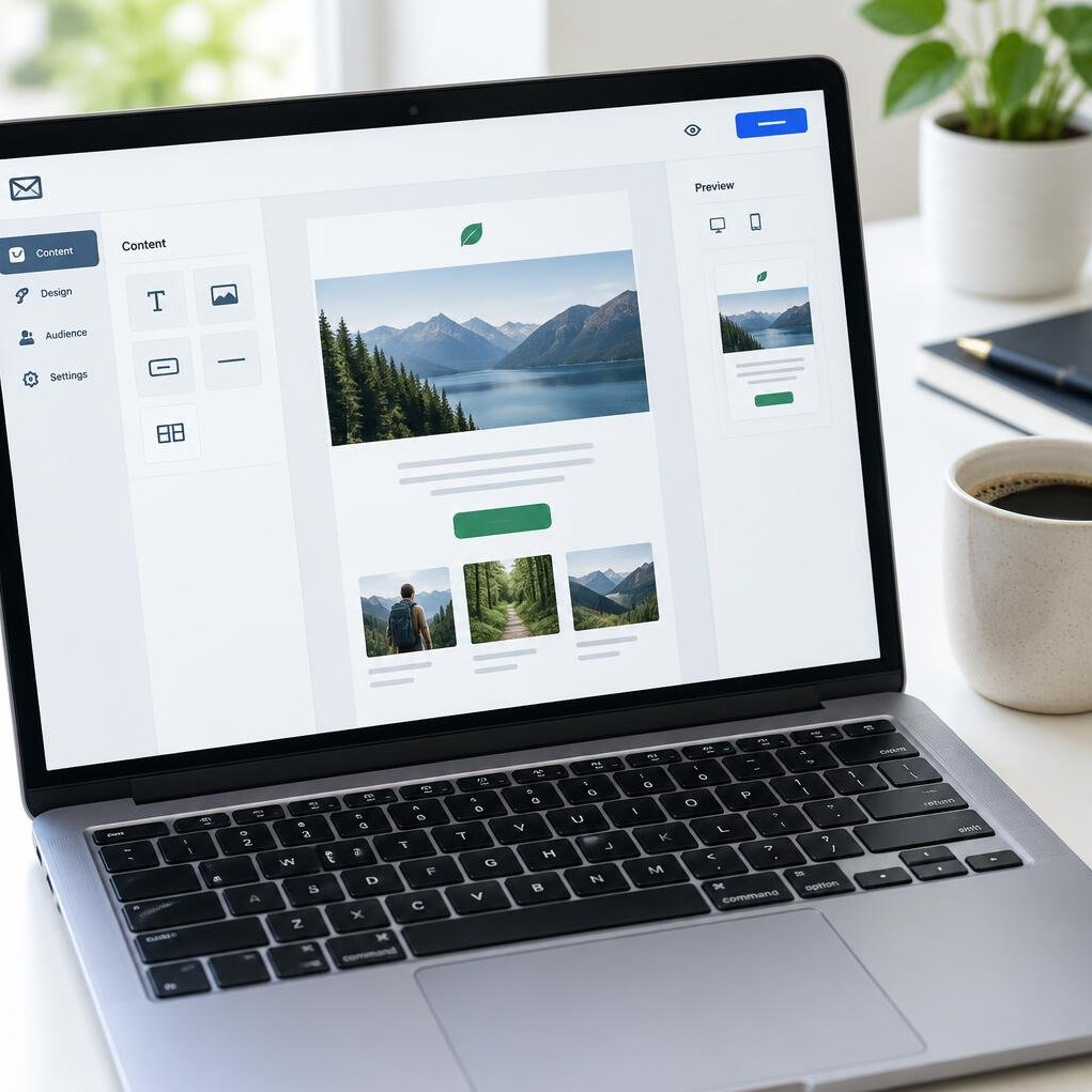 Laptop showing an email marketing campaign